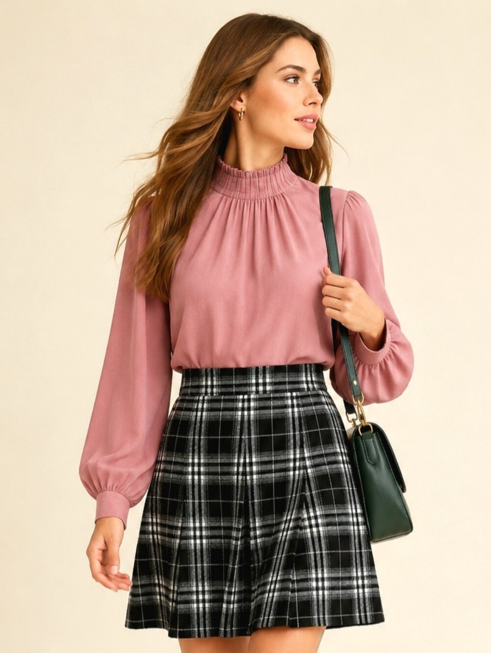 BRAVE SOUL🐞London Y2K Plaid Black White Pleated Mini Skirt S:M